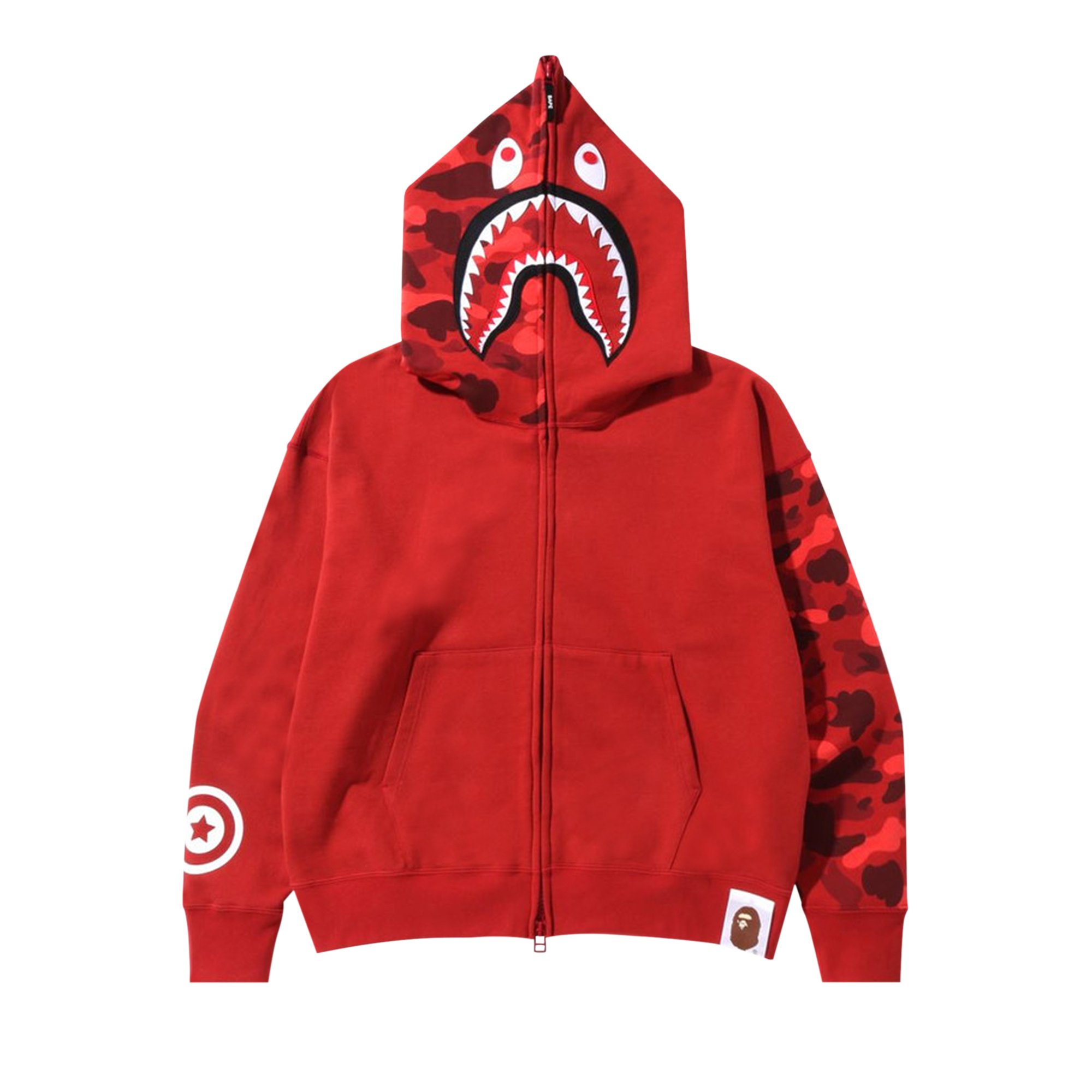 BAPE Color Camo Giant Shark Loose Fit Full Zip Hoodie Red