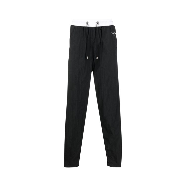 Balmain Logo Print Multi Cut Track Pants BlackWhite