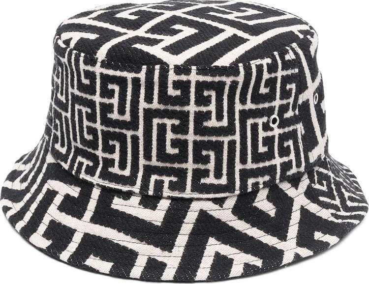 Balmain Canvas Bucket Hat Paris Logo 'Black/White'