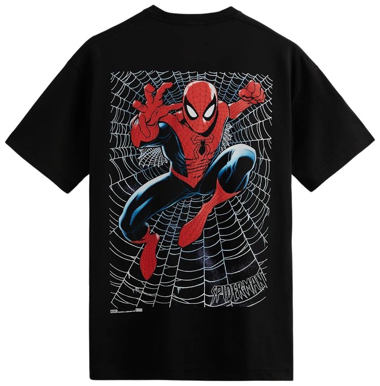 Kith For Spider Man Web Logo Tee Black
