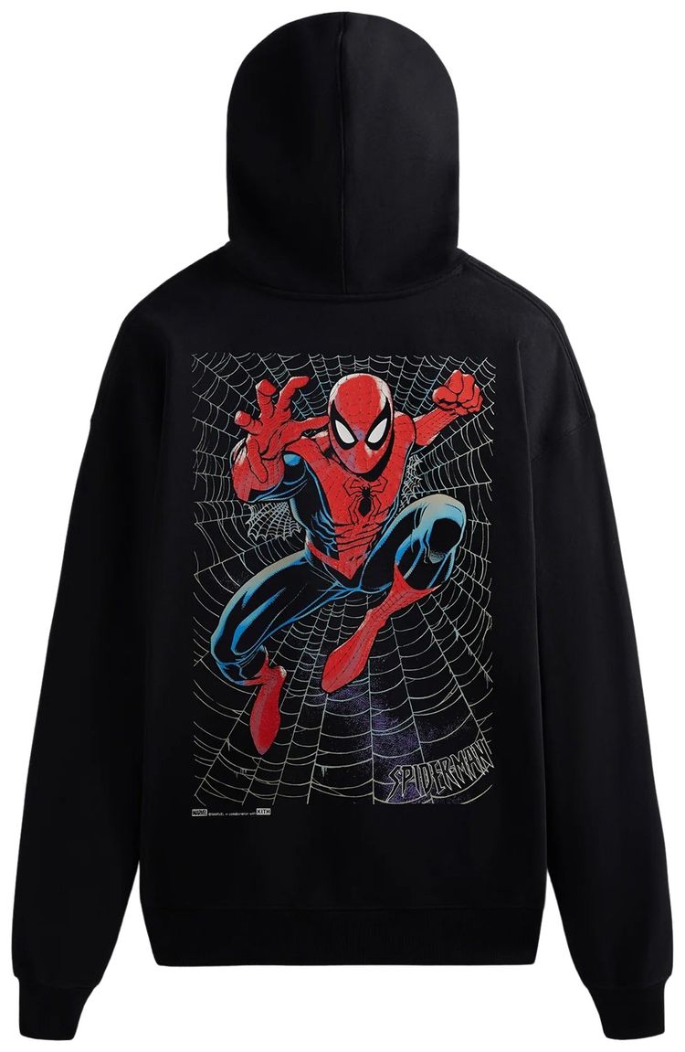 Kith For Spider Man Web Logo Hoodie Black
