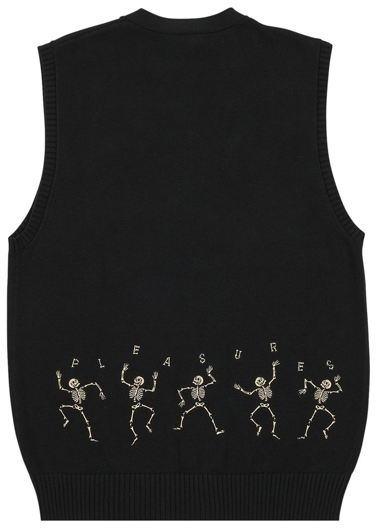 Pleasures Bones Cardigan Vest Black