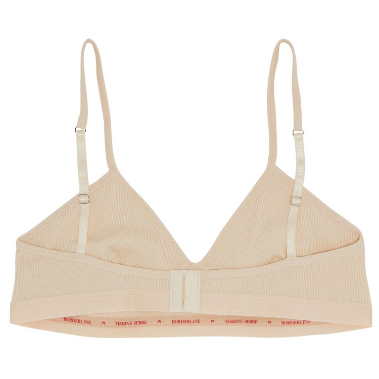 Marine Serre Organic Cotton Ribbed Bra Brokenwhite