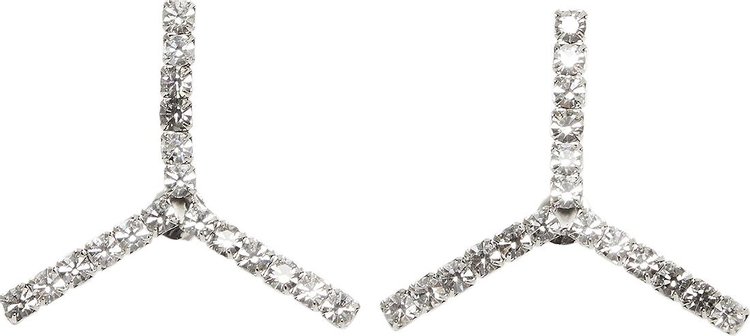 Y/Project Medium Y Embellished Earrings 'Silver Rhinestone'