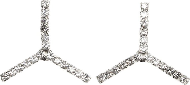 YProject Medium Y Embellished Earrings Silver Rhinestone