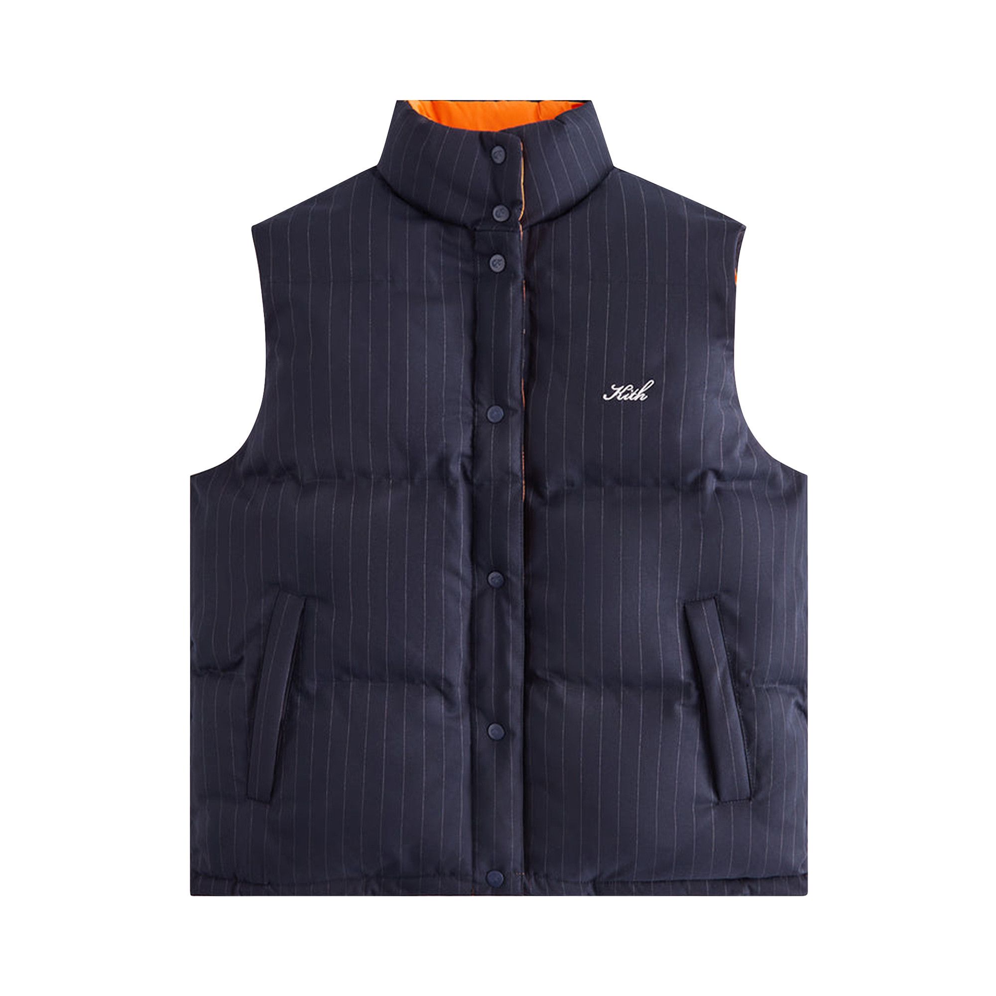 Buy Kith Women Lewis Padded Reversible Vest 'Pinstripe Navy