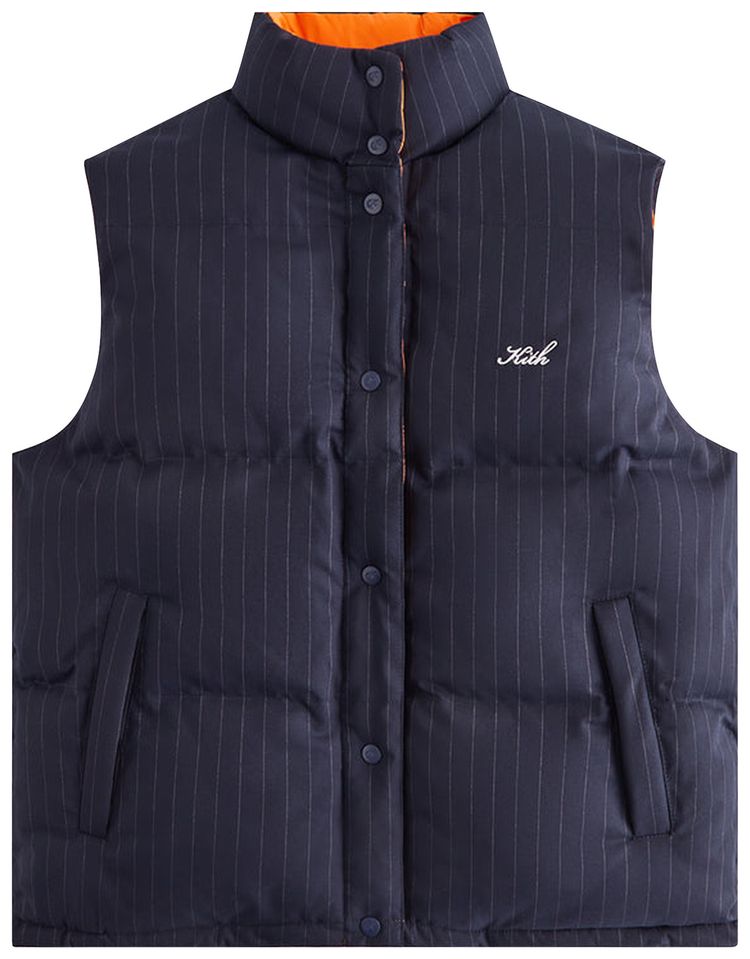 Kith Women Lewis Padded Reversible Vest Pinstripe Navy