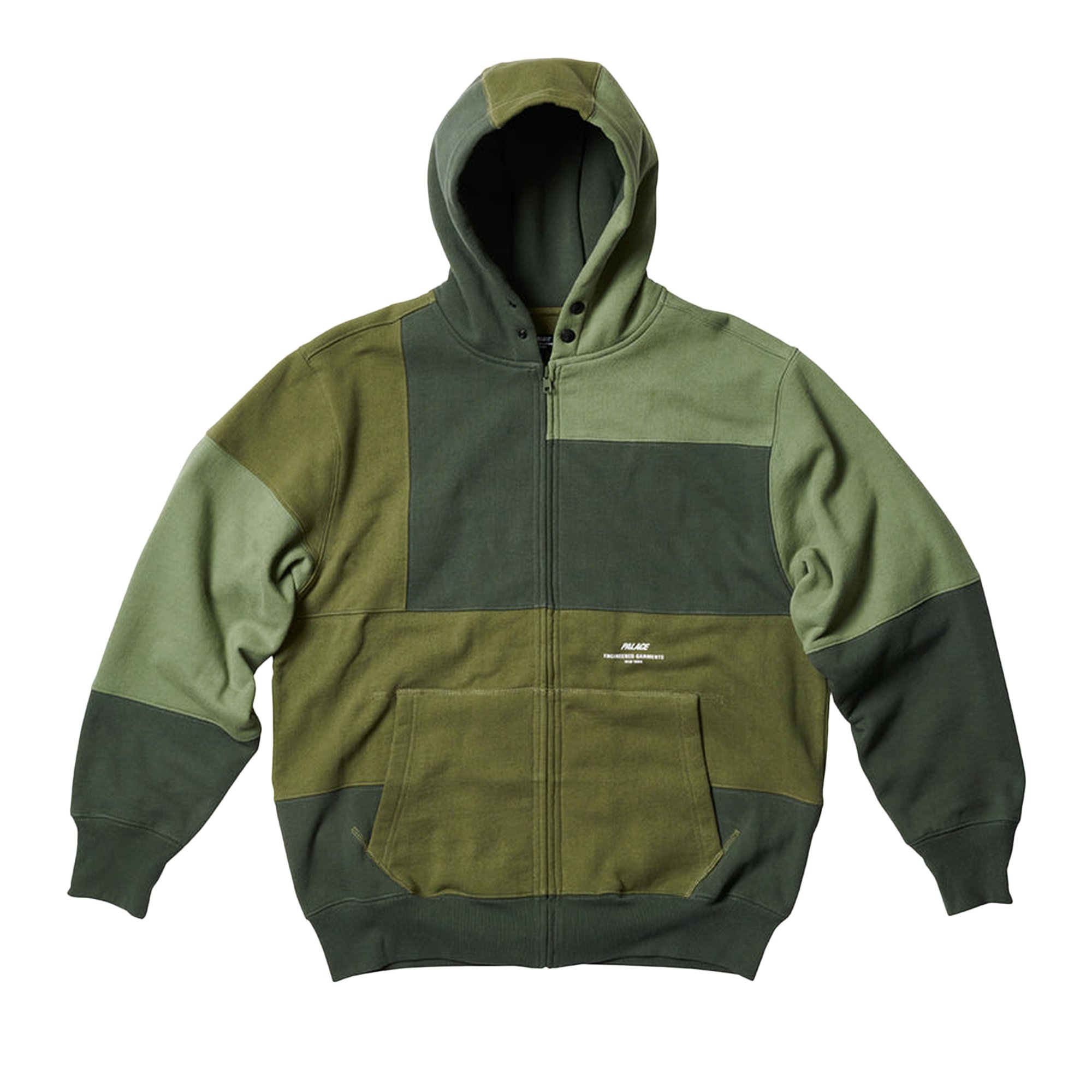 Palace x Engineered Garments Heavy Patchwork Zip Hood 'Olive'
