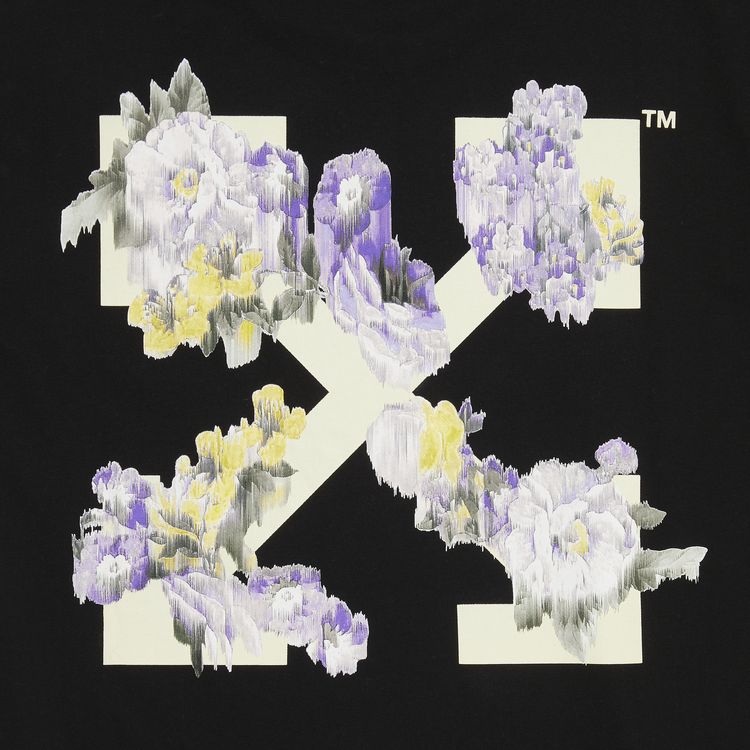 Off White Flower Arrow Casual T Shirt BlackMulticolor