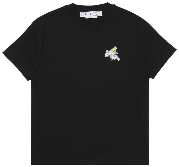 Off White Flower Arrow Casual T Shirt BlackMulticolor