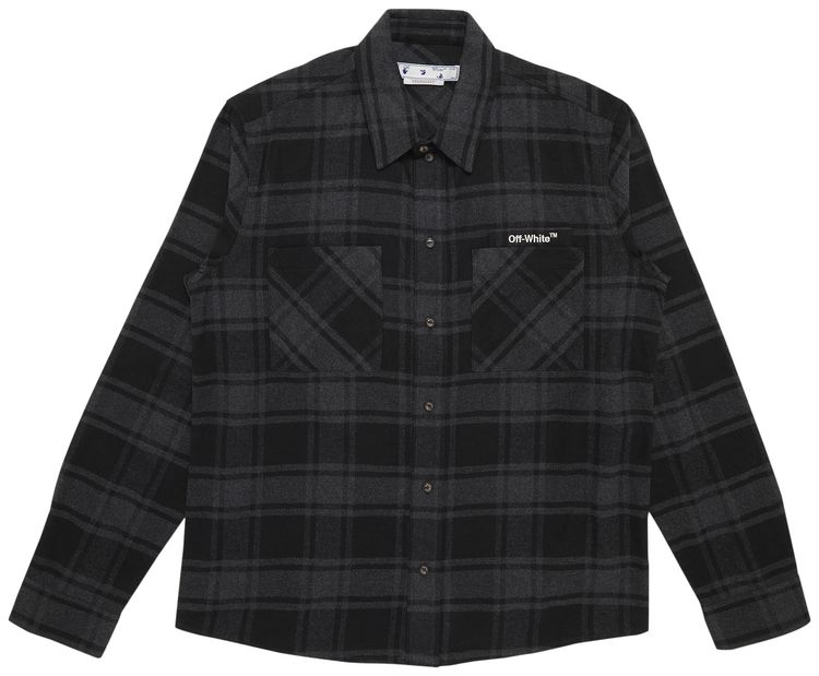 Off White Outline Arrows Flannel T Shirt GreyWhite
