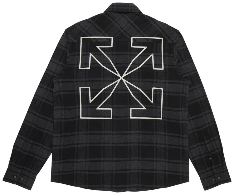 Off White Outline Arrows Flannel T Shirt GreyWhite