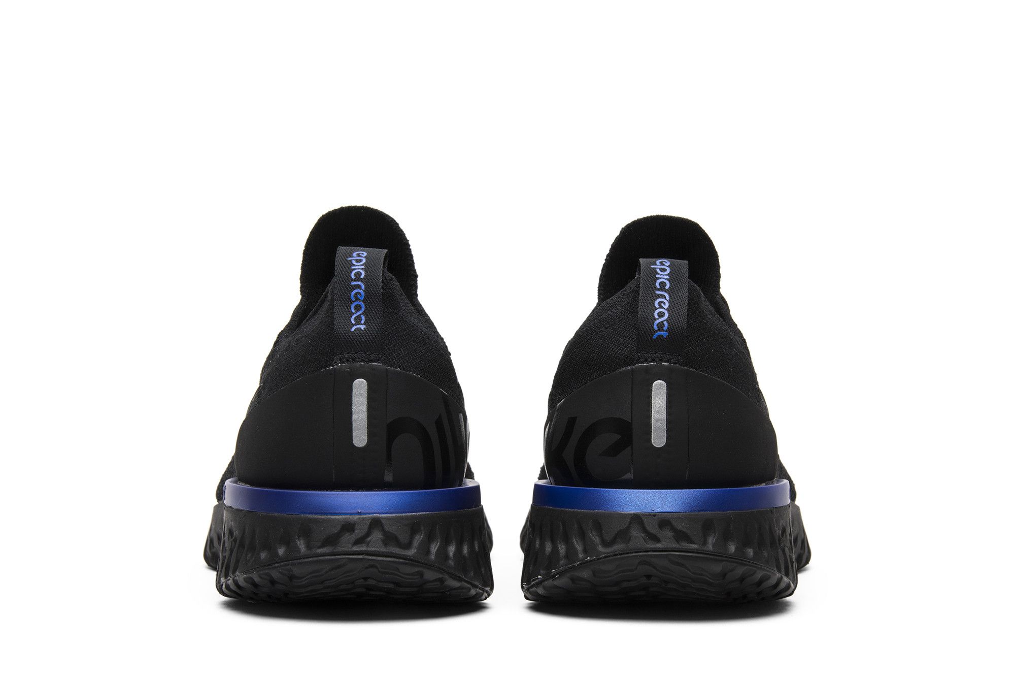nike epic react flyknit black racer blue