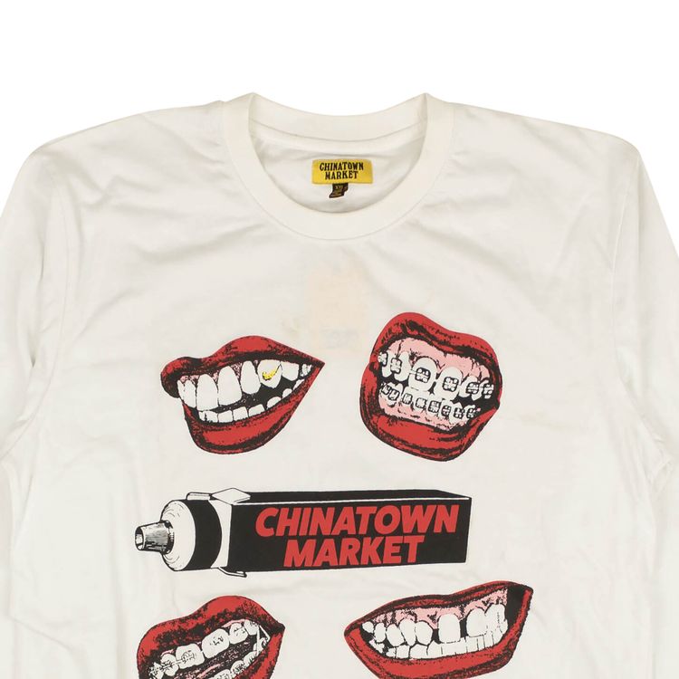Chinatown Market Long Sleeve Mouth T Shirt White