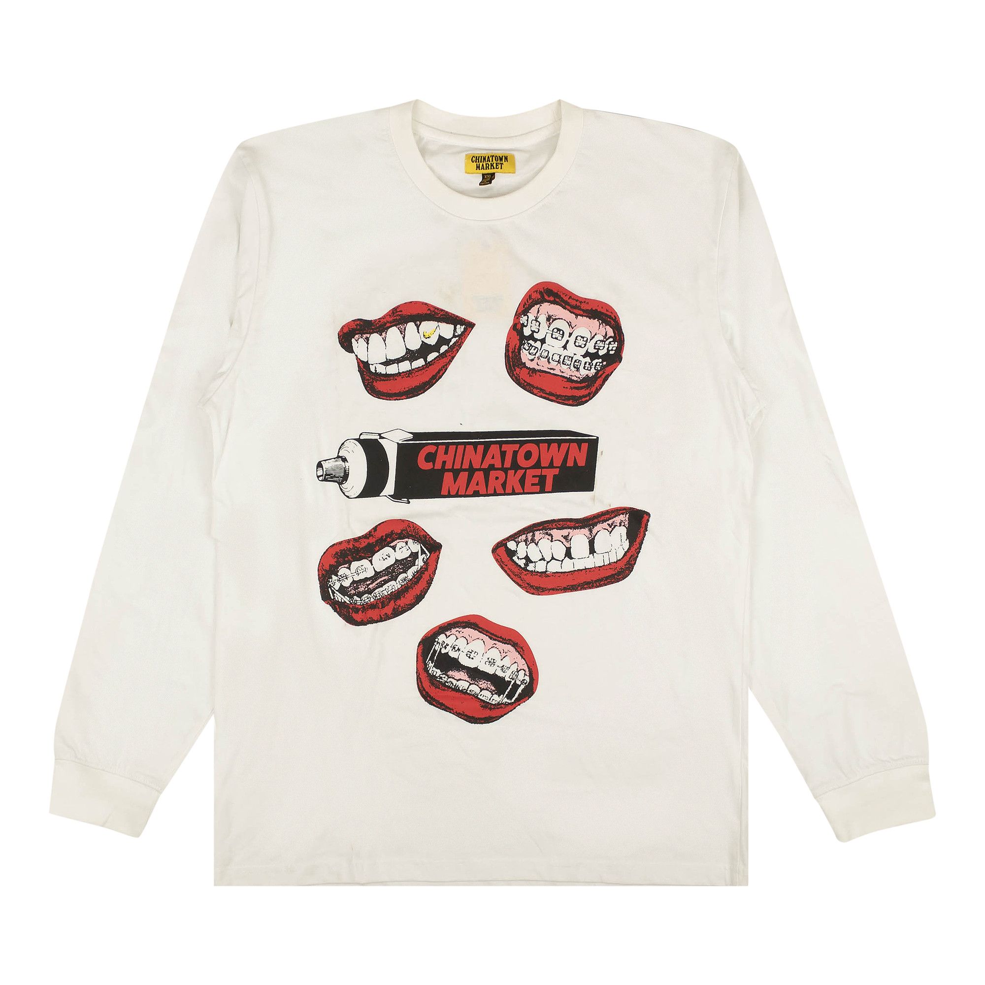 Buy Chinatown Market Long Sleeve Mouth T Shirt White 0597 100000107LSMT WHIT GOAT