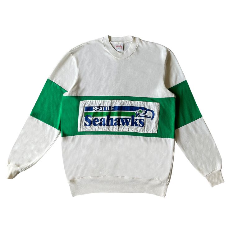 Vintage 1990s Seattle Seahawks Ribbed Long Sleeve Tee White