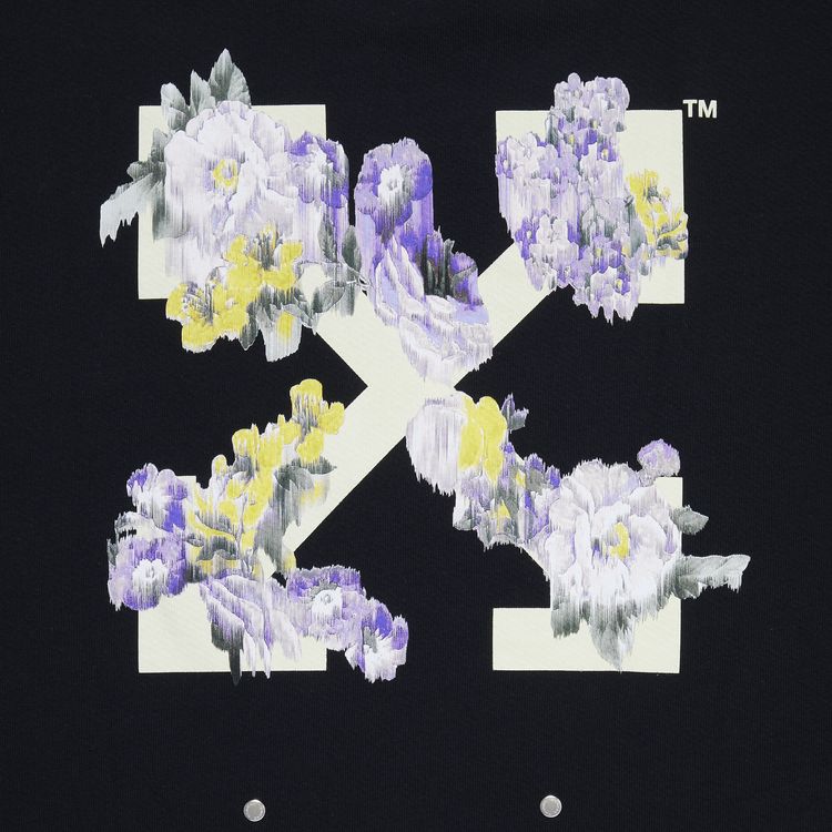 Off White Painted Arrows Motif Snap Fastening T Shirt Dress BlackMulticolor