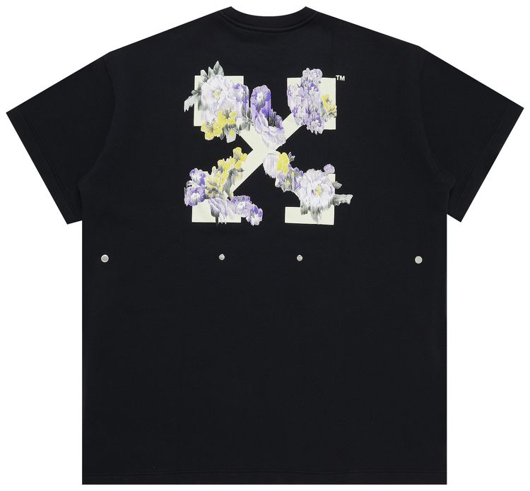 Off White Painted Arrows Motif Snap Fastening T Shirt Dress BlackMulticolor