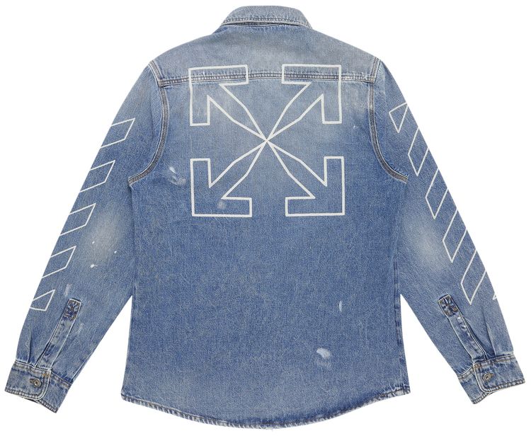 Off White Diag Outline Paint Denim Shirt Vintage BlueWhite