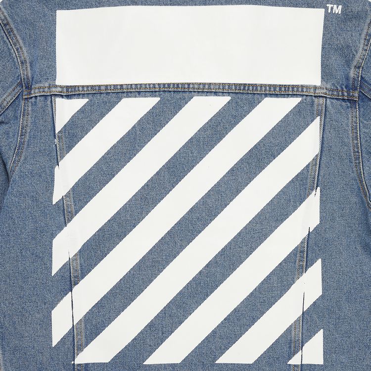 Off White Diag Tab Slim Denim Jacket BlueWhite