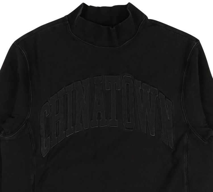Chinatown Market Embroidered Mock Neck Sweatshirt Black
