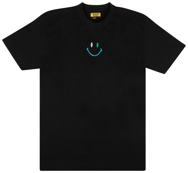 Chinatown Market Embroidered Smiley T Shirt Black