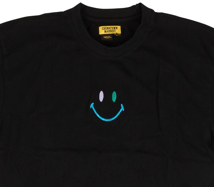 Chinatown Market Embroidered Smiley T Shirt Black