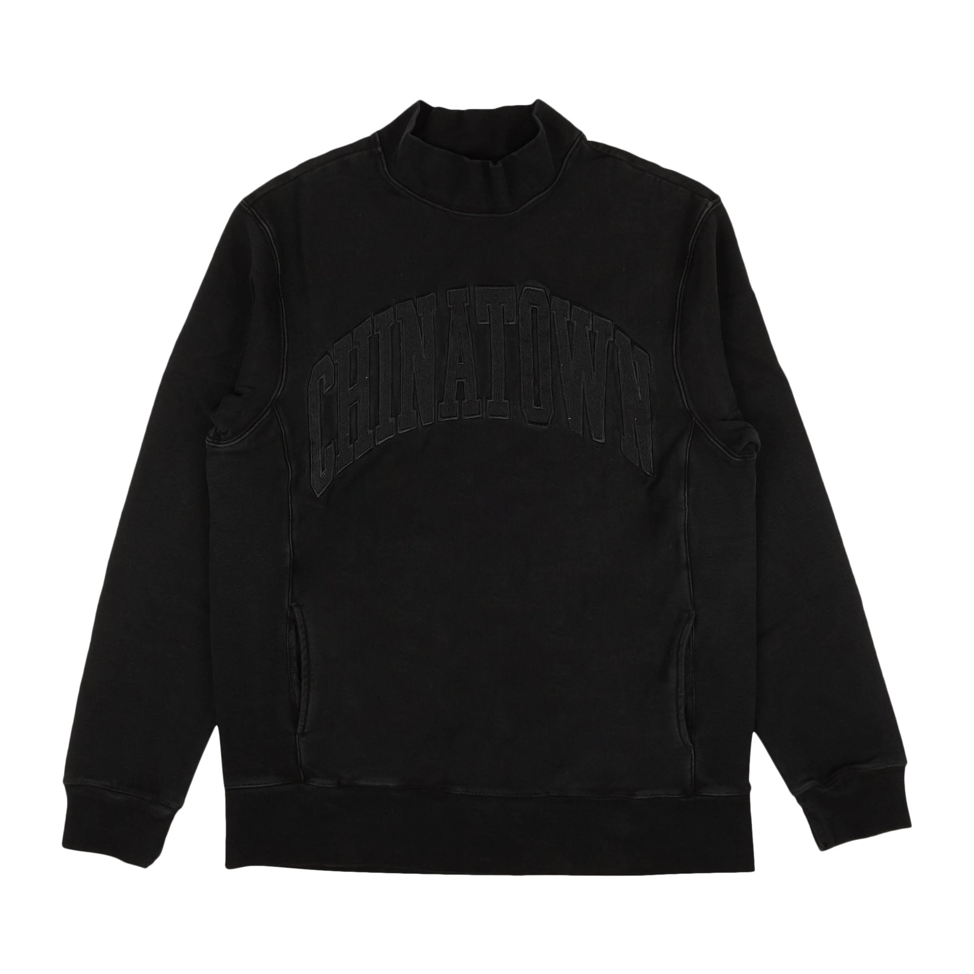 Buy Chinatown Market Embroidered Mock Neck Sweatshirt 'Black 