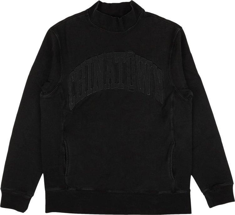 Chinatown Market Embroidered Mock Neck Sweatshirt 'Black'