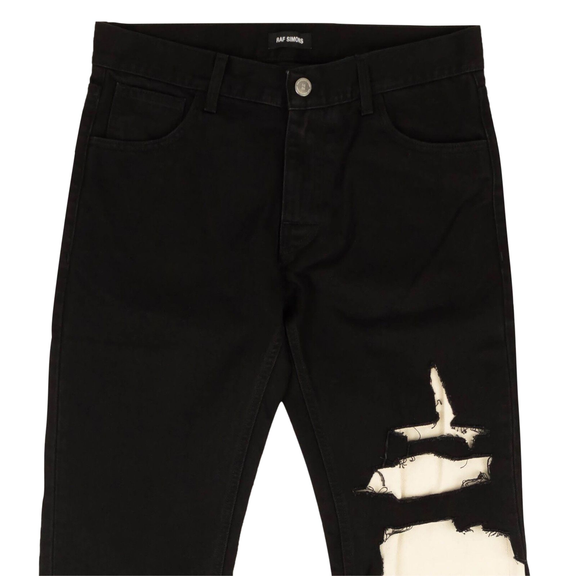 Buy Raf Simons Slim Double Destroyed Denim Jeans 'Black