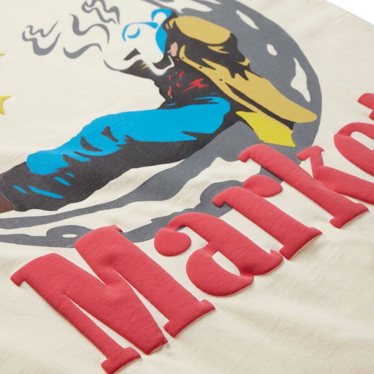 Market Man On Moon T Shirt Cream