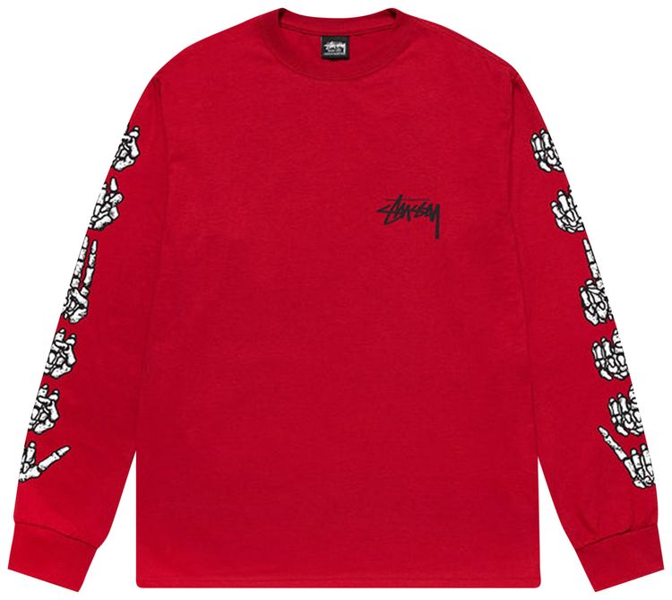 Stussy Hands Long Sleeve Tee Dark Red