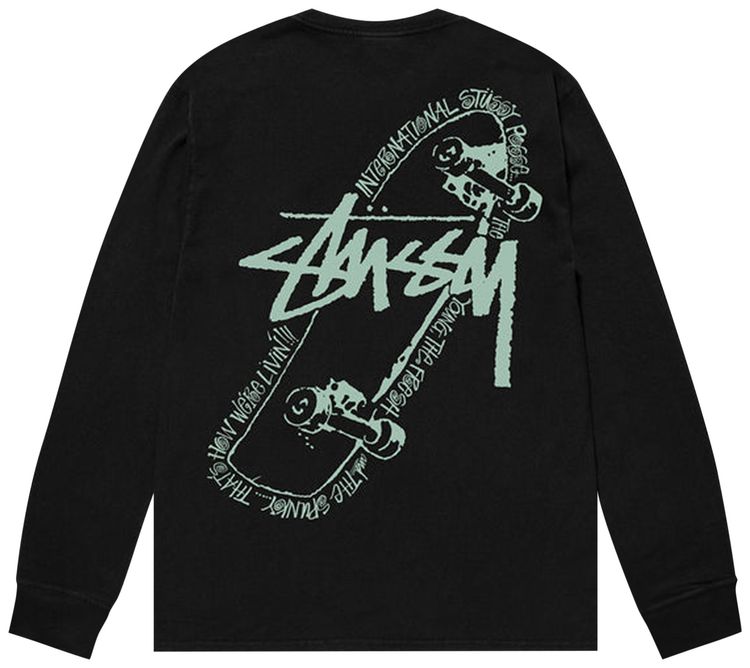 Stussy Basic Pigment Dyed Long Sleeve Tee Black