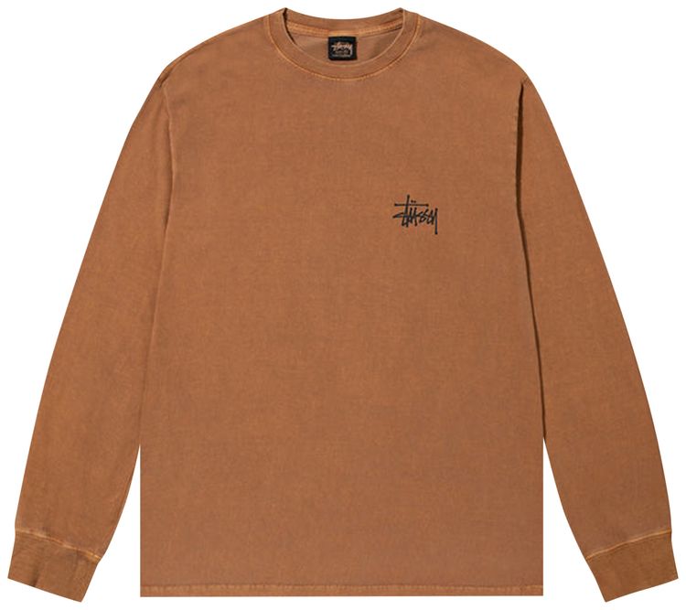 Stussy Basic Pigment Dyed Long Sleeve Tee Almond