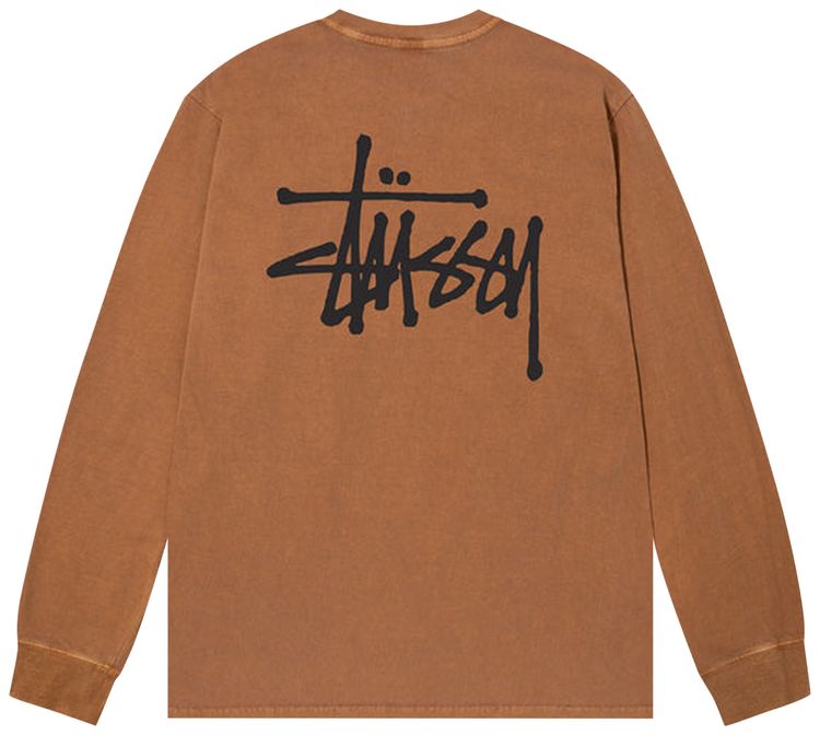 Stussy Basic Pigment Dyed Long Sleeve Tee Almond