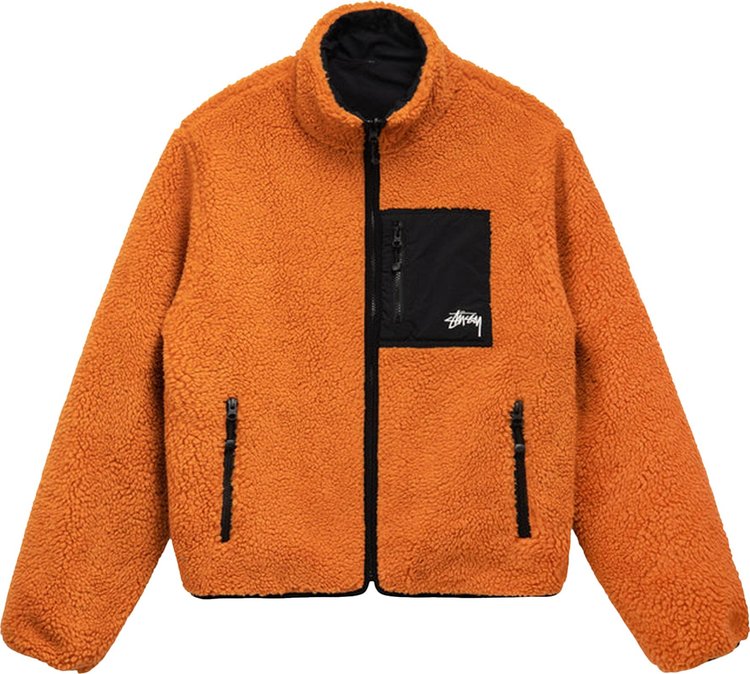 Buy Stussy 8 Ball Sherpa Jacket 'Orange' - 118498 ORAN | GOAT