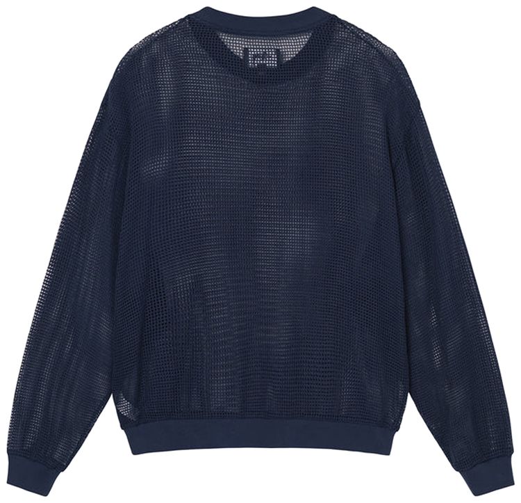 Stussy Cotton Mesh Long Sleeve Crew Navy