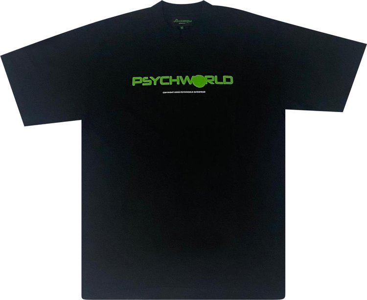 Psychworld Text Logo Tee 'Black/Green'