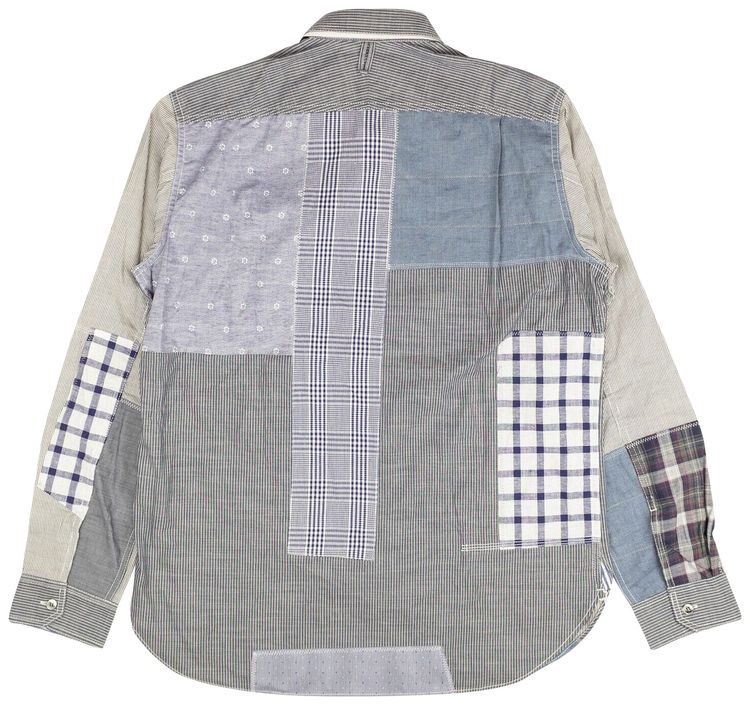 Junya Watanabe MAN Patchwork Chambray Shirt Blue Stripe Patchwork