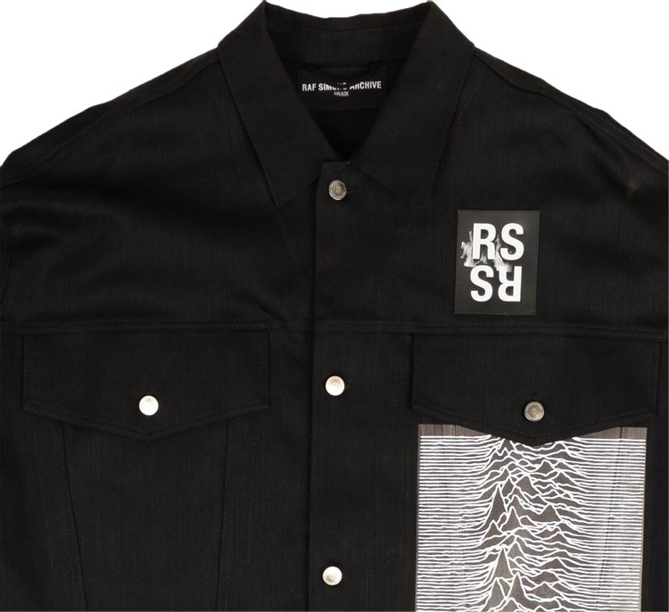 Raf Simons Oversized Logo Patch Denim Jacket Black