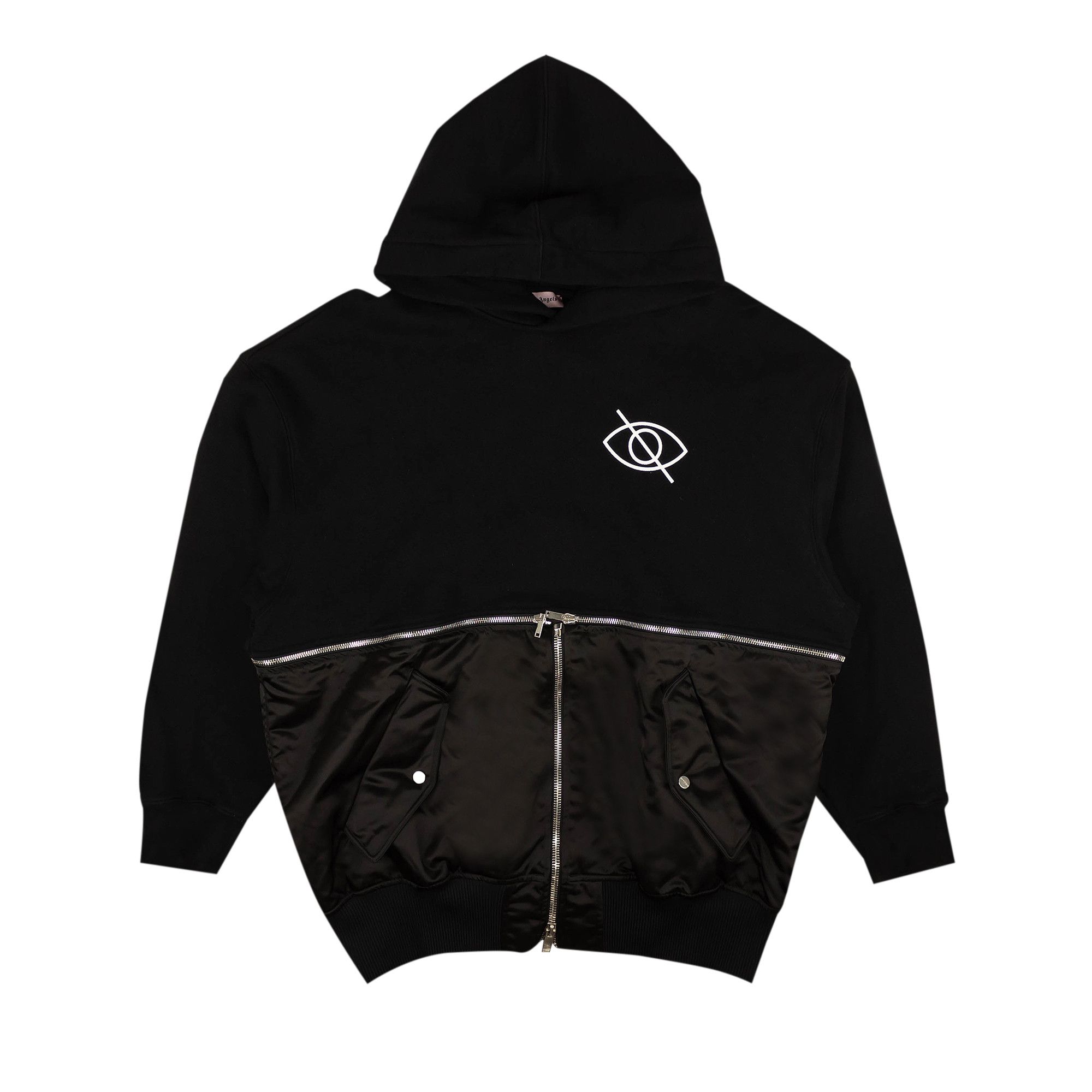 Size l Palm Angels Sensitive Content Hybrid Hoodie Black