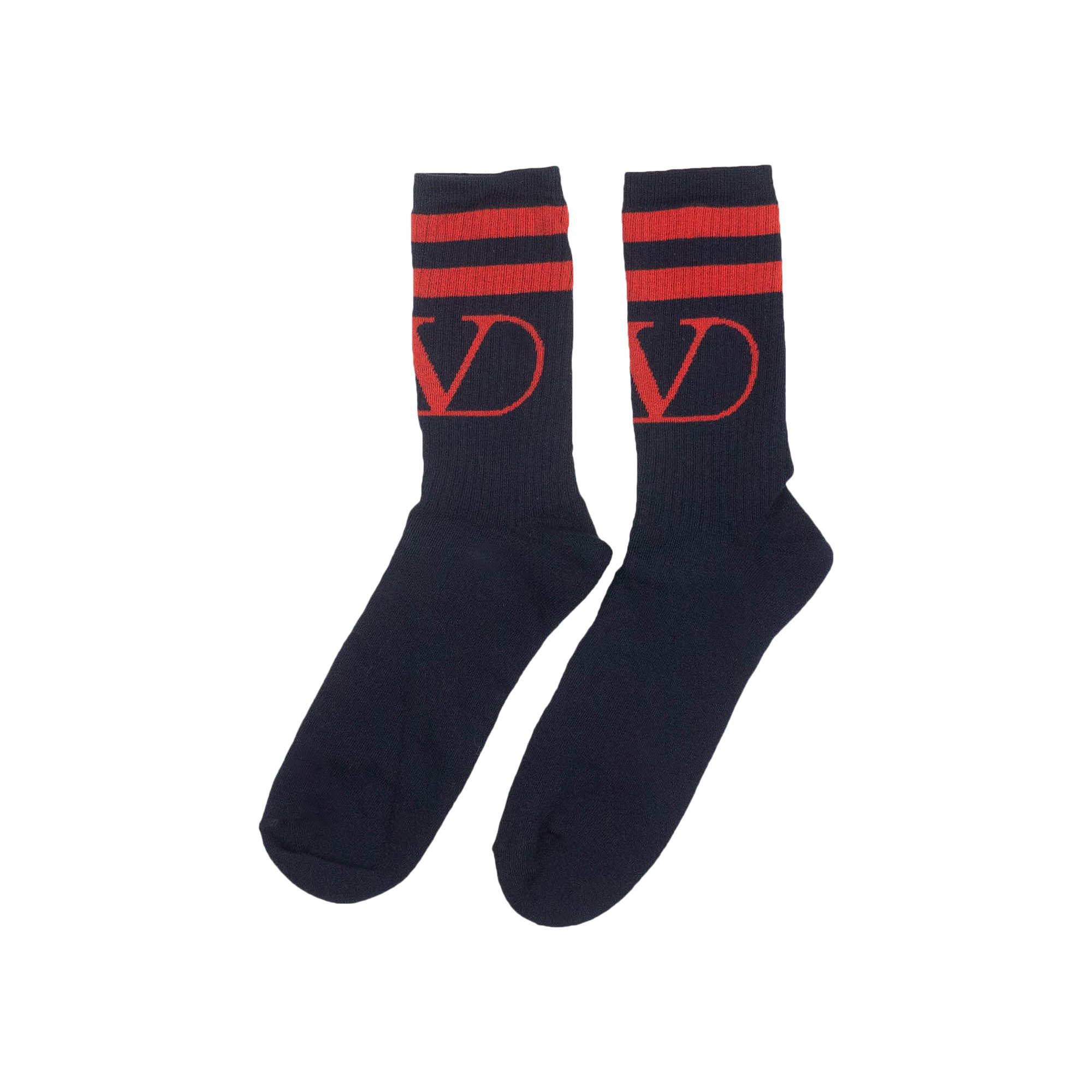 Buy Valentino Ribbed Logo Socks 'Blue/Red' - SV3KI00N5H3 I52 | GOAT