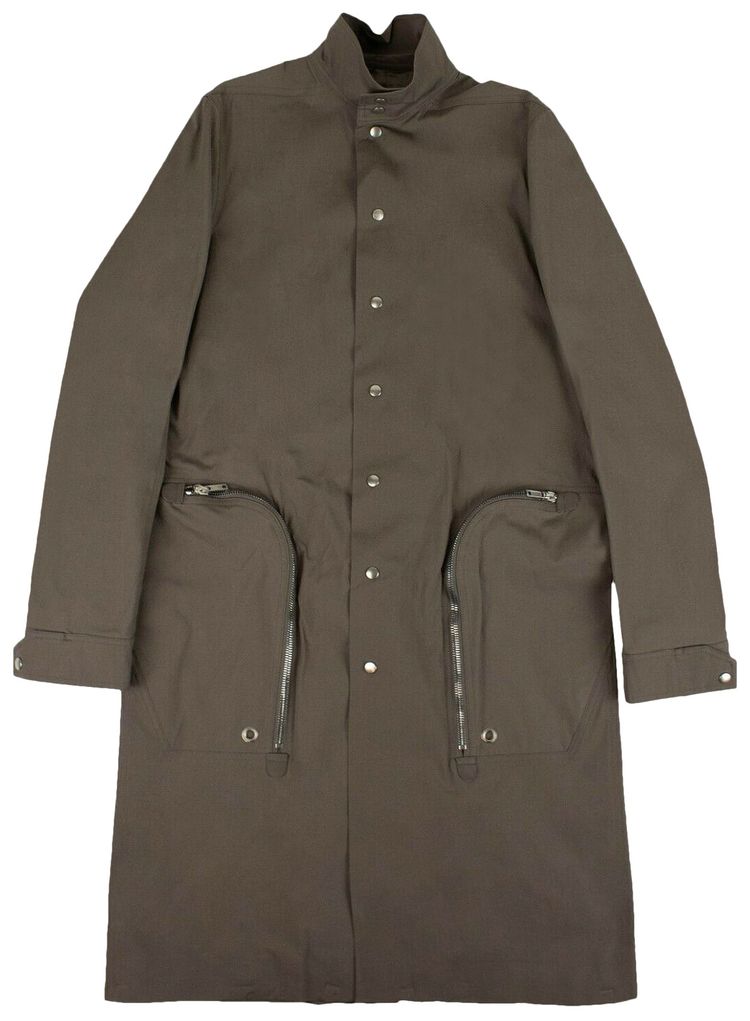Rick Owens Zipped Pocket Trench Coat Grey