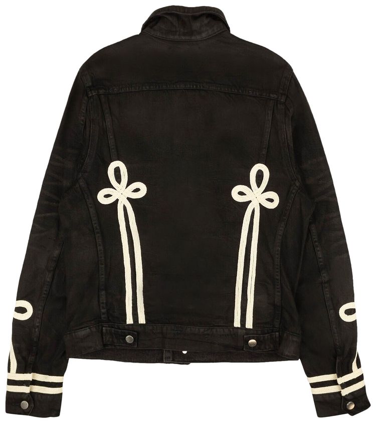 Amiri Rough Roping Embroidered Trucker Jacket Black