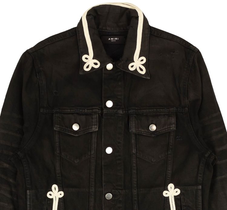 Amiri Rough Roping Embroidered Trucker Jacket Black