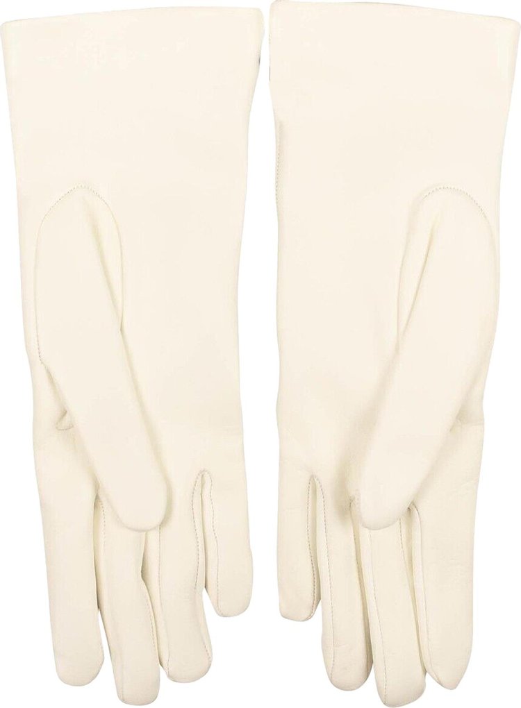 Balenciaga Leather Giant Bb Metal Logo Gloves White