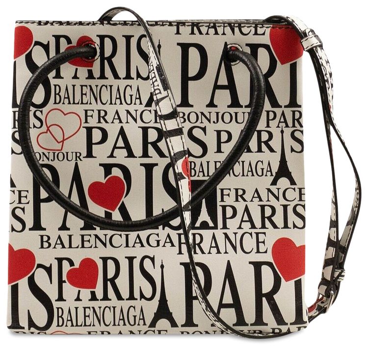 Balenciaga Paris Bonjour Shopping Tote Bag White