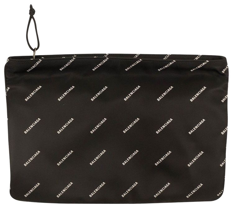 Balenciaga Logo Print Explorer Pouch Black