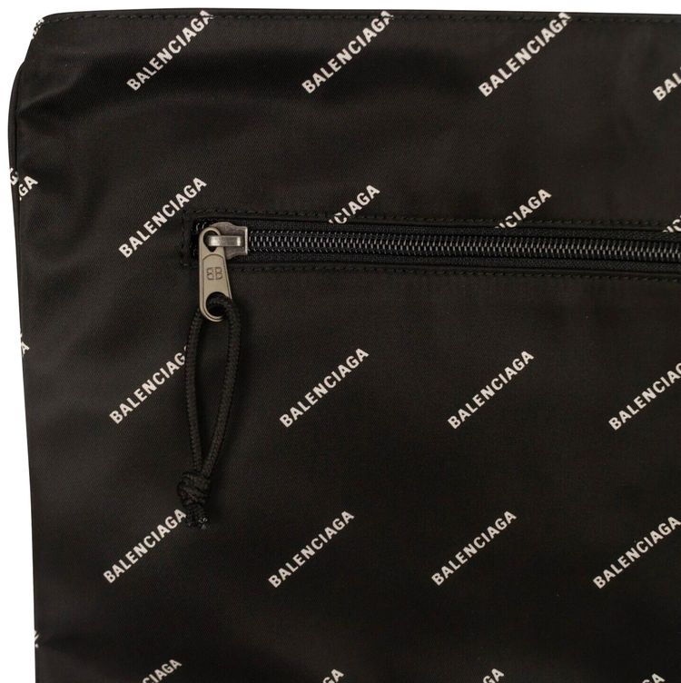 Balenciaga Logo Print Explorer Pouch Black