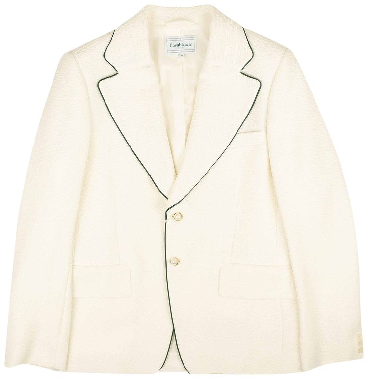 Casablanca Piped Wool Blend Tennis Jacket Off White